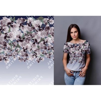 Úplet fialovošedý A0032, květinová bordura, š.175 – Zbozi.Blesk.cz