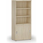 Primo Kombinovaná kancelářská skříň WOOD, zasouvací dveře na 2 patra, 1781 x 800 x 420 mm, dub přírodní – Zboží Dáma