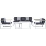 Sensum Hasseludden Set lounge nábytku, 5 dílů, hliník, polyester, polywood, bílá, šedá SOFASET HASSELUDEN ALU SCHWARZ 4TL – Hledejceny.cz