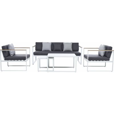 Sensum Hasseludden Set lounge nábytku, 5 dílů, hliník, polyester, polywood, bílá, šedá SOFASET HASSELUDEN ALU SCHWARZ 4TL