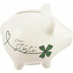 Pokladnička ker. Pro štěstí bílá 10x8,5x9 cm – Zboží Mobilmania