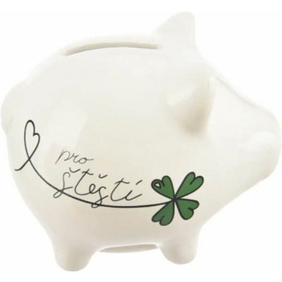 Pokladnička ker. Pro štěstí bílá 10x8,5x9 cm – Zboží Mobilmania