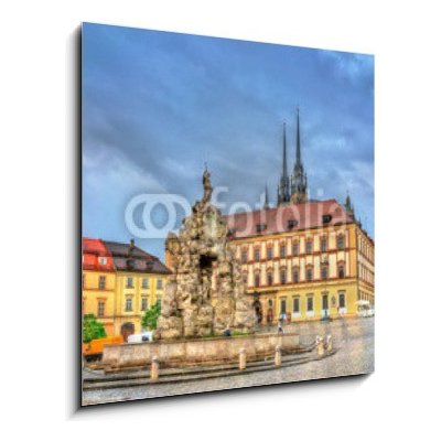 Skleněný obraz 1D - 50 x 50 cm - Parnas Fountain on Zerny trh square in the old town of Brno, Czech Republic Kašna Parnas na náměstí Žerný trh ve starém městě Brně, Česk