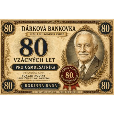 Bezvadary.cz | Dárková bankovka pro osmdesátníka k narozeninámA3 42x30cm db13 – Hledejceny.cz