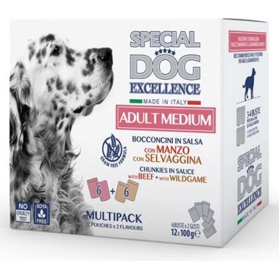 Monge Special dog excellence MEDIUM ADULT hovězí/zvěřina multi pack 12 x 100 g – Hledejceny.cz