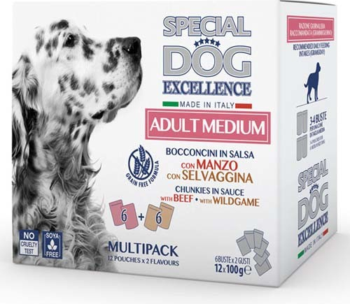 Monge Special Dog Excellence Adult Medium hovězí a zvěřina multipack 12 x 100 g