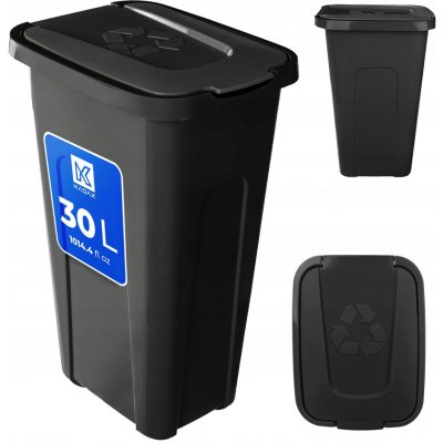 Kadax Odpadkový koš černý plastový s víkem 30 l – Sleviste.cz