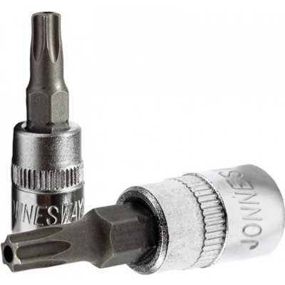 Zástrčné hlavice Torx s otvorem, 1/4", 6hranné, velikosti T6-T40, délka 37 mm - JONNESWAY Profil: Torx, Velikost čtyřhranu: 1/4", Velikost: TT30