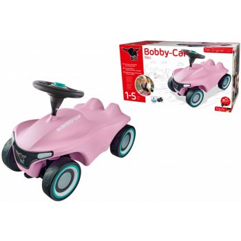 BIG Bobby Car Neo Rosé růžové zvukové s 3vrstvými gumovými koly a ergonomické sedátko