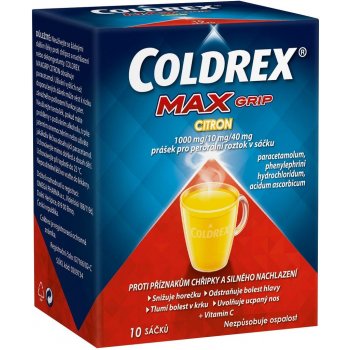 COLDREX MAXGRIP CITRON POR 1000MG/10MG/40MG POR PLV SOL SCC 10 I