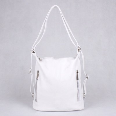 Kabelka a batoh v 1 kožená bílá kabelka na rameno a batoh 7712 – Zboží Mobilmania