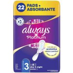 Always Platinum Night Velikost 3 Hygienické Vložky s křidélky 22 ks – Sleviste.cz