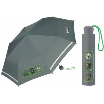 Scout Basic grey chlapecký skládací deštník s reflexním proužkem šedý