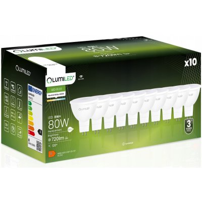 Lumiled 10x LED žárovka GU5.3 MR16 8W = 80W 720lm 4000K neutrální 120° 12V – Hledejceny.cz
