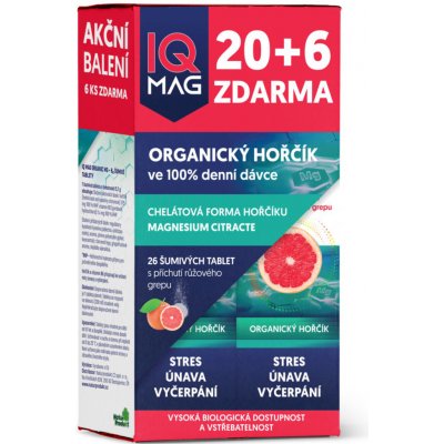IQ Mag ORGANIC Mg+B6 20+6 šum.tablet – Hledejceny.cz
