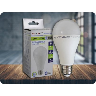 V-tac E27 LED žárovka 15W A65 Teplá bílá