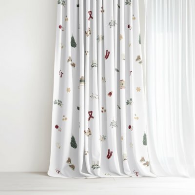 Goldea vánoční bavlněný závěs - vánoční symboly 140x150 cm – Hledejceny.cz