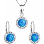 Evolution Group Sada šperků se syntetickým opálem a krystaly Preciosa náušnice přívěsek a řetízek modré kulaté 39160.1