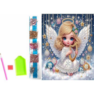 Norimpex Diamantové malování na plátně Vánoční andílek 23 x 30 cm – Zboží Mobilmania