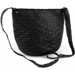 Prima-obchod kabelka z papírové slámy crossbody 23x30 cm 4 černá