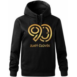 90 let zlatý člověk Oversized mikina dámská Moon kratší + širší Černá