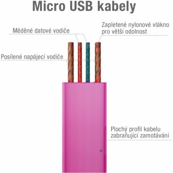 Avacom DCUS-MIC-120P USB - Micro USB, 120cm, růžový