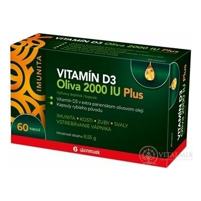 Glenmark VITAMÍN D3 Oliva 2000 IU Plus 60 kapslí – Hledejceny.cz