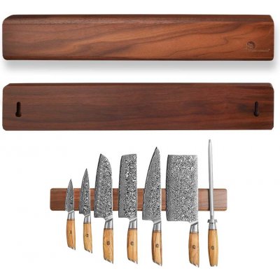 Dellinger Stylová magnetická lišta na nože z ořechového dřeva 500x65x20mm – Zboží Mobilmania