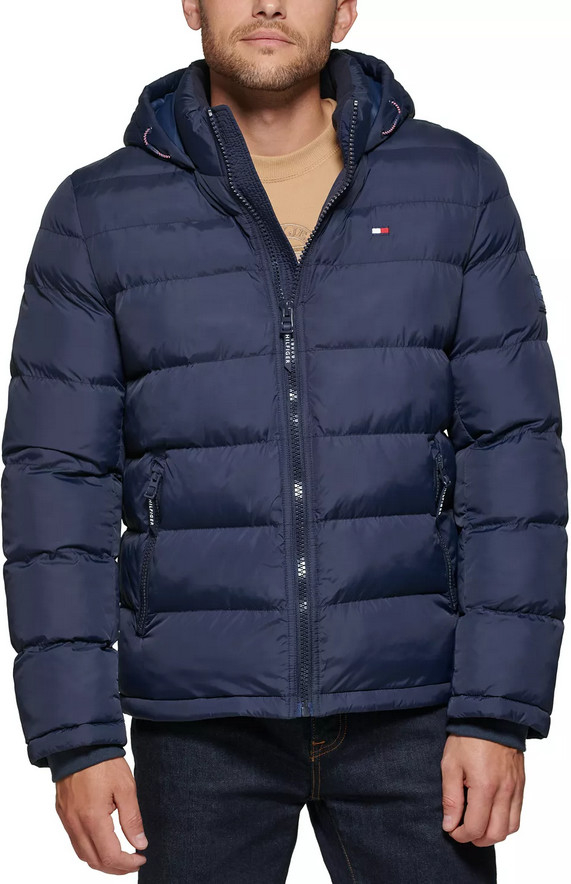 Tommy Hilfiger prošívaná zimní pánská bunda Quilted modrá