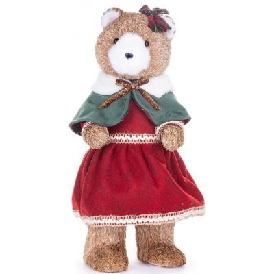 MagicHome Vánoční dekorace Medvedica v červených šatičkách 18x22x41 cm – Hledejceny.cz