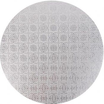 Cake Star Podložka pod dort PEVNÁ stříbrná vzor Jinju kruh 36 cm 14