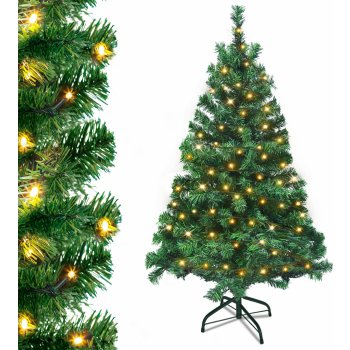 XMTECH LED 180CM umělý vánoční stromek zelené PVC jehly pro vánoční výzdobu s teplým světelným řetězem