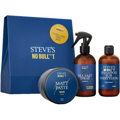 Steve's No Bull***t šampon na vlasy a vousy 250 ml + stylingový sprej s mořskou solí 250 ml + stylingová pasta 100 ml – Zboží Mobilmania