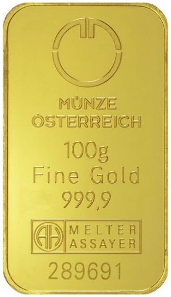 Münze Österreich zlatý slitek 100 g
