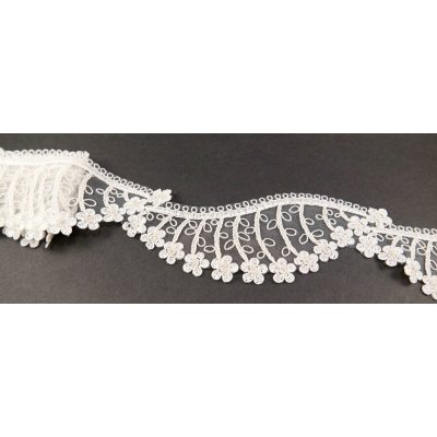 Luxusní krajka na tylu - smetanová, zlatá - šíře 7 cm – Zboží Dáma