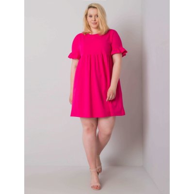 Dámské šaty s řasením RV-SK-6335.68-fuchsia růžová – Zboží Mobilmania