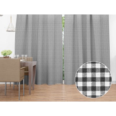Biante Dekorační závěs Rebeka RE-012 Šedo-bílá kostka malá 130x140 cm – Zboží Mobilmania
