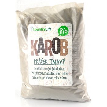 Country Life Karobový prášek tmavý Bio 500 g