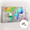Tabule tulup Magnetická Tabule na Zeď Skleněná - Memo Board Kleněnou Přední Stranou - 5 magnetů v balení - 120 x 60 cm - Mapa světa