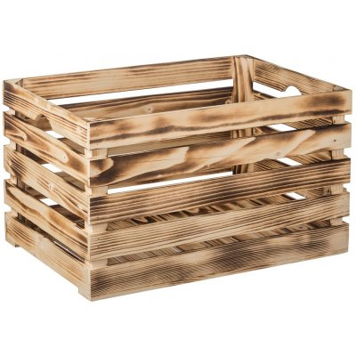 ČistéDřevo Opálená dřevěná bedýnka 60 x 39 x 35 cm – Zboží Mobilmania
