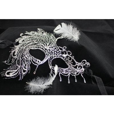 Látková krajková škraboška Páv – Hledejceny.cz