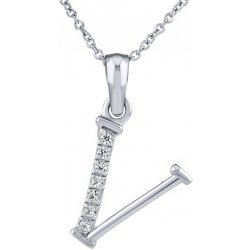 SILVEGO Stříbrný náhrdelník s přívěskem písmene V ZT191003NV