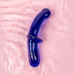 Satisfyer Double Crystal Light Blue - modré skleněné oboustranné dildo