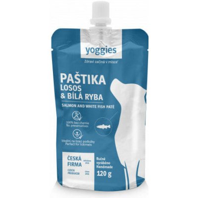 Yoggies paštika losos a bílá ryba 120g – Sleviste.cz