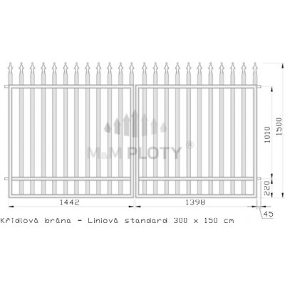 Křídlová brána - Liniová standard, grafit Rozměry (š x v): 300 x 150 cm – Zbozi.Blesk.cz