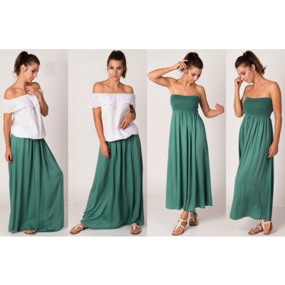 Fashionweek dlouhá letní sukně ze vzdušného materiálu 2W1 zelená