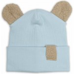 Baby Nellys Dvouvrstvá žebrovaná čepička s oušky boucle medvídek modrá – Hledejceny.cz