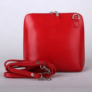 Malá kožená crossbody kabelka no. 55 červená