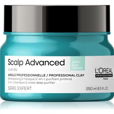 L´Oréal Scalp Advanced Anti-Oiliness 2 n 1 Purifier Clay maska 2v1 na mastné vlasy 250 ml – Hledejceny.cz