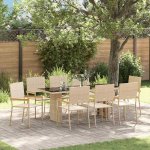 Omaxi 455482 Zahradní jídelní souprava 9 pcs Béžová 190 x 80 x 75 cm – Hledejceny.cz